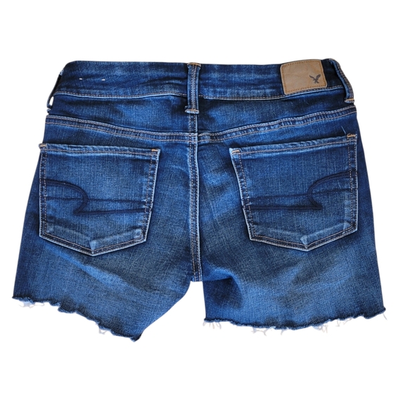 American Eagle Blue Boho Artist Denim Jean Cut-off Shorts Size 4 - Picture 2 of 4